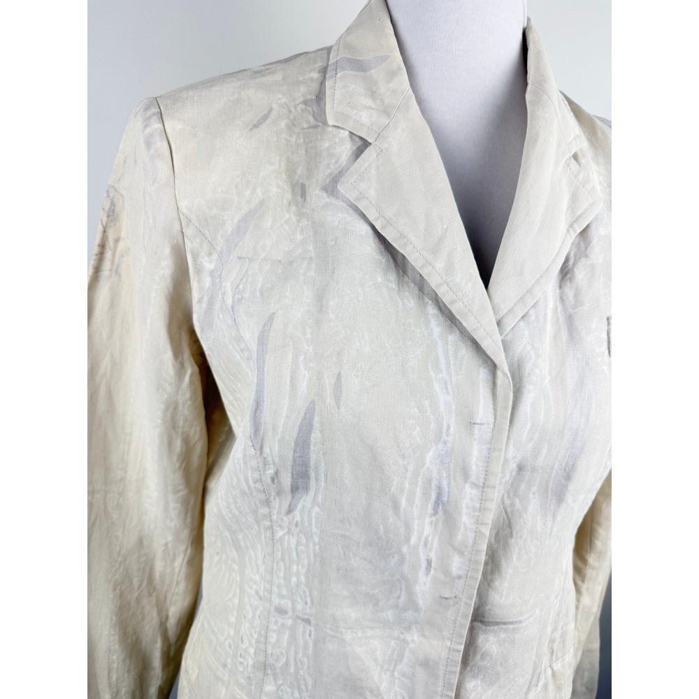 RARE VTG Prada Cream Linen Devore Burnout Blazer Made in Italy * FLAWS * - Picture 14 of 16